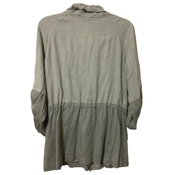 Blu Pepper Women's Sage Color Block Casual Lined Linen Blend Jacket Size Large - Picture 3 of 6